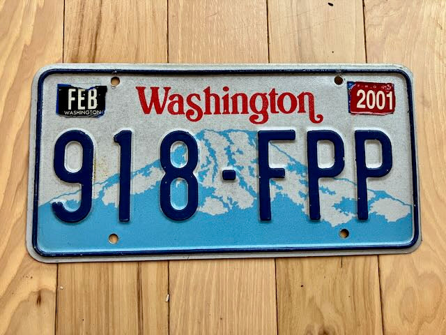 2001 Washington State License Plate