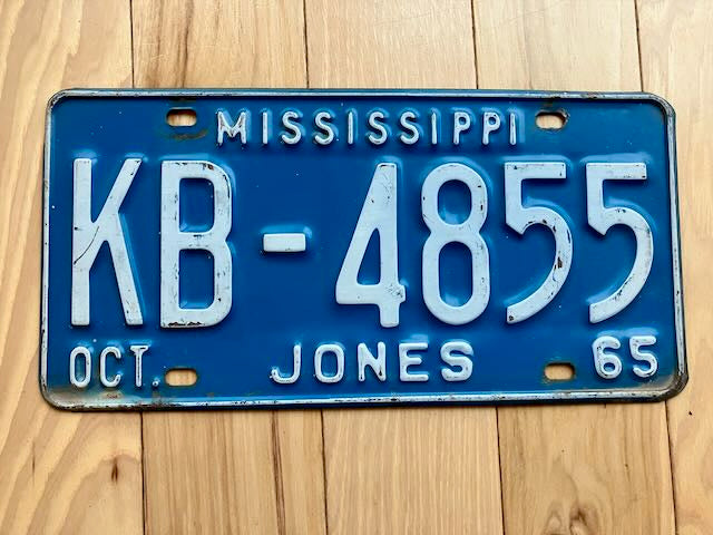 1965 Mississippi Jones County License Plate