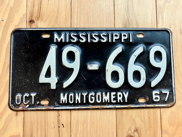 1967 Mississippi Montgomery County License Plate