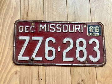 1966 Missouri License Plate
