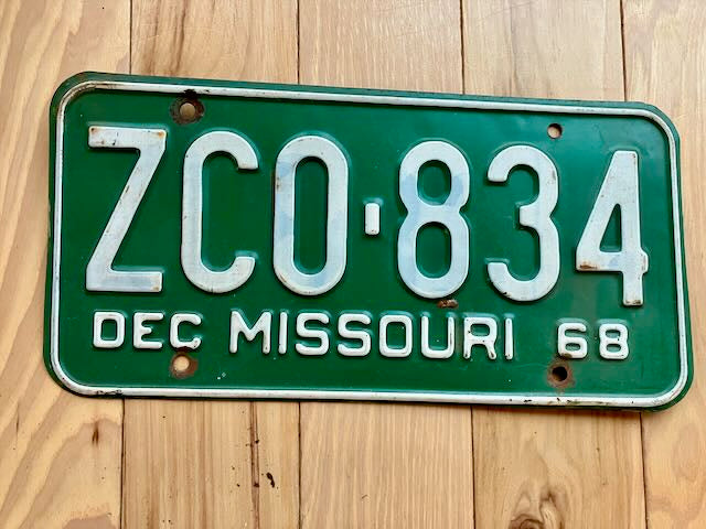 1968 Missouri License Plate