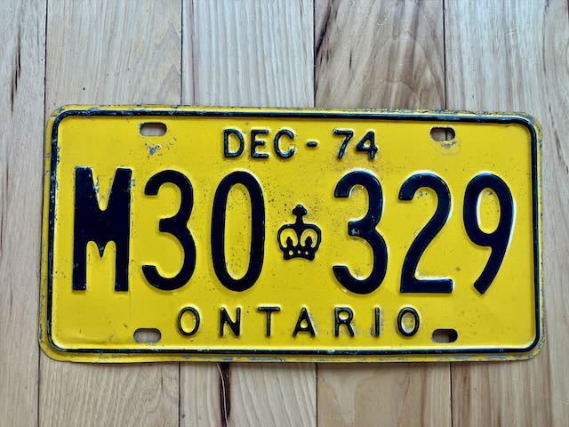 1974 Ontario License Plate