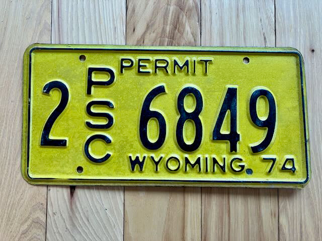 1974 Wyoming Permit License Plate