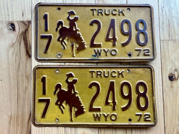 Pair of 1972 Wyoming Truck License Plates