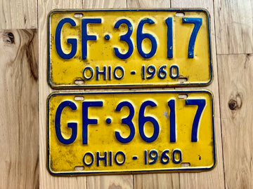 1960 Pair Of Ohio License Plates