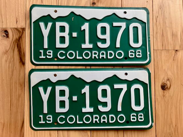 Pair of 1968 Colorado License Plates