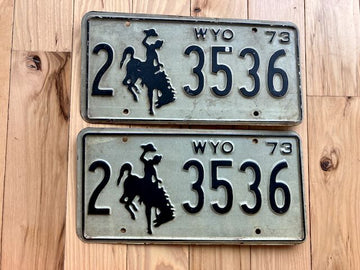 1973 Pair of Wyoming License Plates