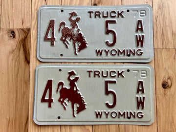 1978 Pair of Wyoming Truck License Plates - Low Number