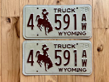 1978 Pair of Wyoming Truck License Plates