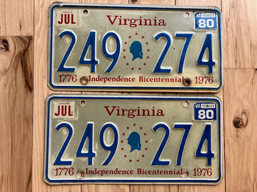 1980 Virginia License Plates