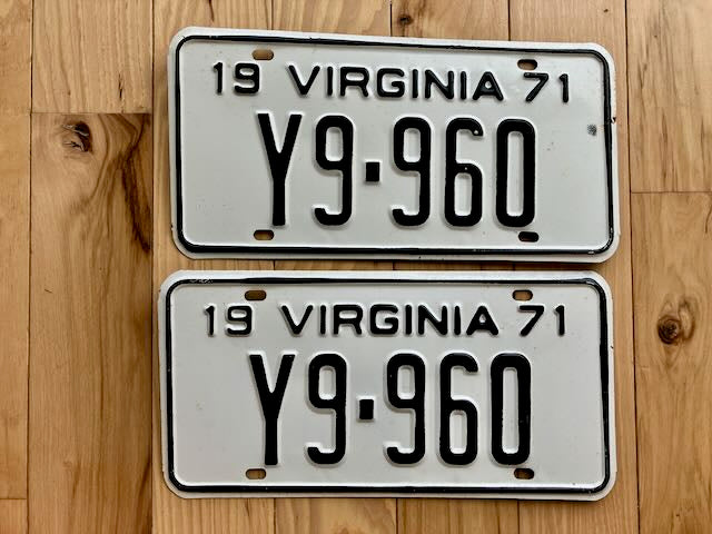 1971 Virginia License Plates