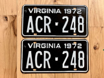 1972 Virginia License Plates