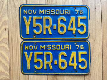 1976 Pair of Missouri License Plates
