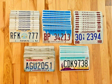 Bulk Lot of 50 License Plates - 10 of Each State/ 5 Different States