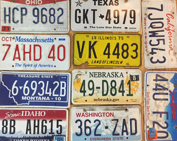 Set of craft condition license plates. 