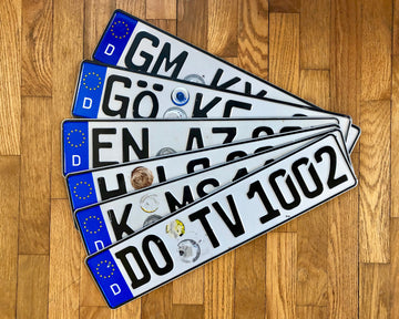 Germany License Plate. Longer European Style Plate with D on the Left for Deutschland/ Germany. 