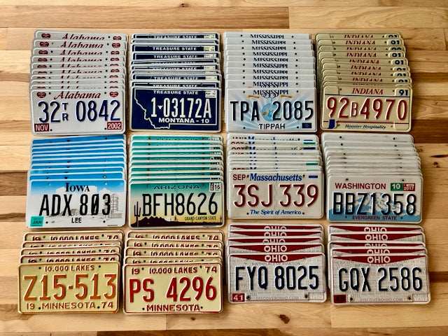 Wholesale lot of 100 License Plates- 10 of Each State in Good Condition