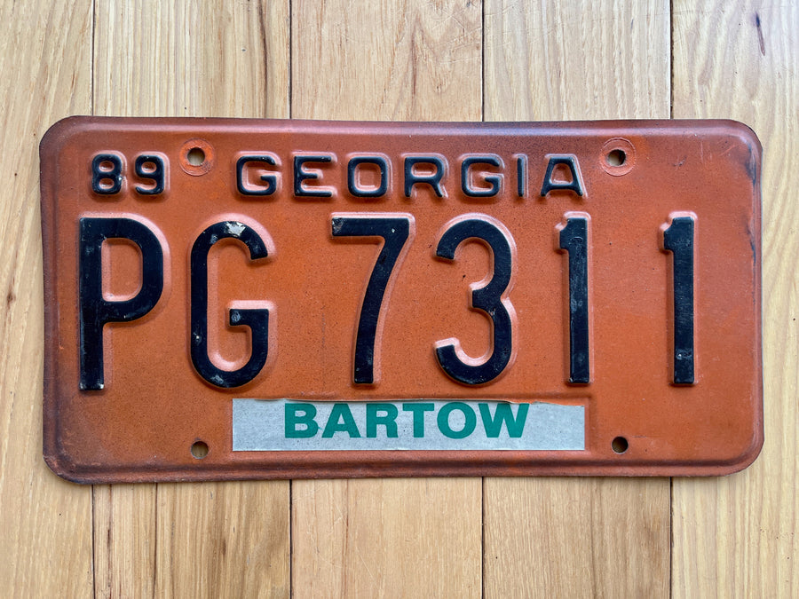 1989 Georgia Bartow County License Plate