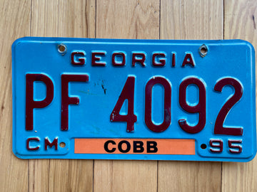1995 Georgia Commercial Cobb County License Plate