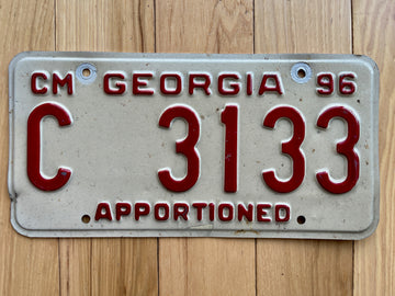 1996 Georgia Commercial License Plate