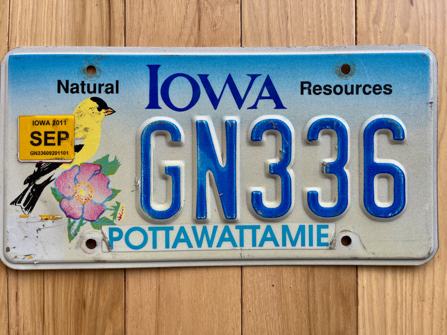 2011 Iowa Pottawattmie County Wilderness License Plate
