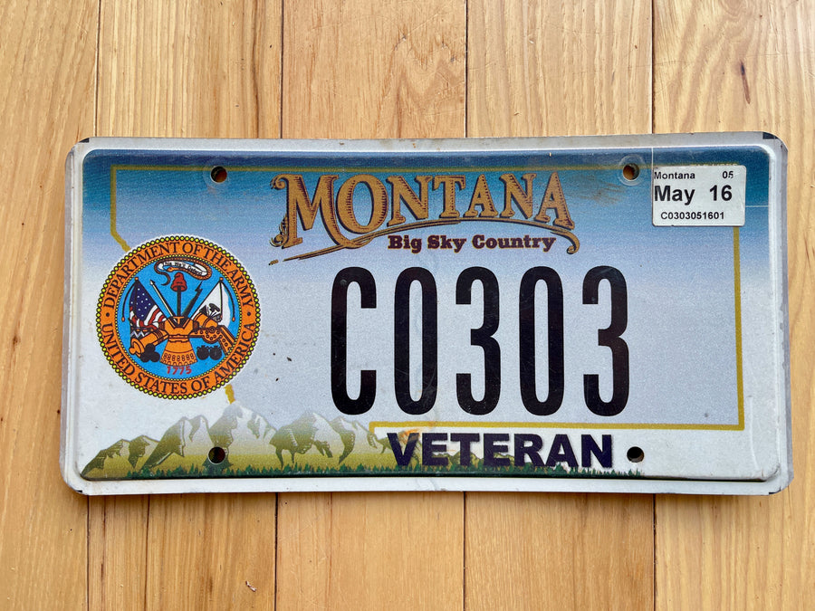 2016 Montana Army Veteran License Plate