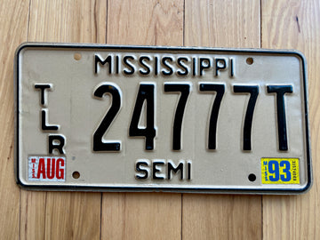 1993 Mississippi Trailer Texas License Plate