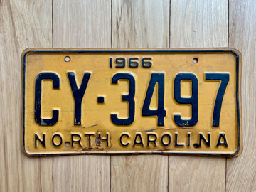 1966 North Carolina License Plate