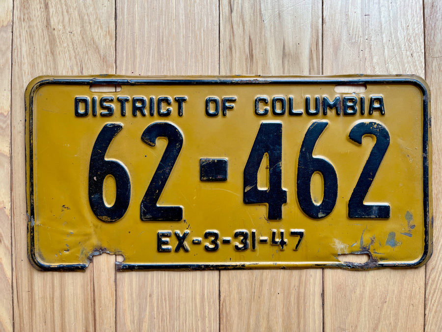 1947 District of Columbia License Plate