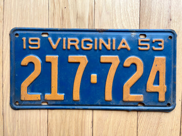 1953 Virginia License Plate