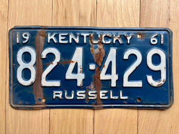 1961 Kentucky Russell County License Plate