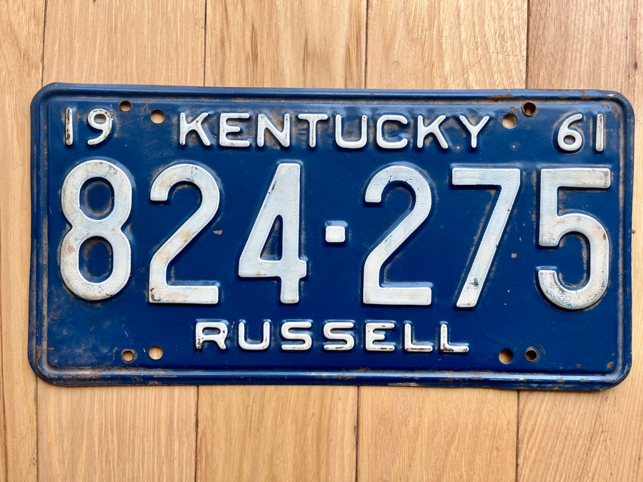 1961 Kentucky Russell County License Plate