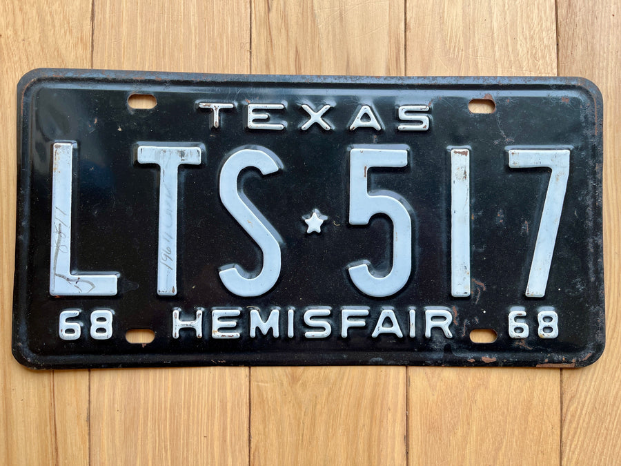1968 Texas Hemisfair County License Plate