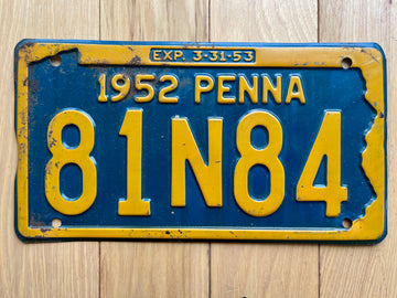 1952/53 Pennsylvania License Plate