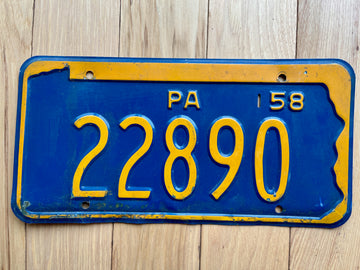 1958 Pennsylvania License Plate