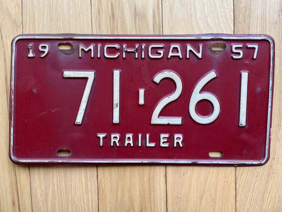 1957 Michigan Trailer License Plate