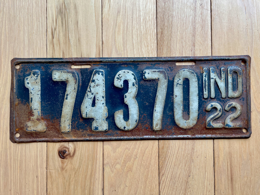 1922 Indiana License Plate