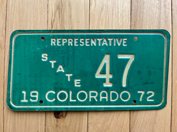 1972 Colorado State Representative License Plate