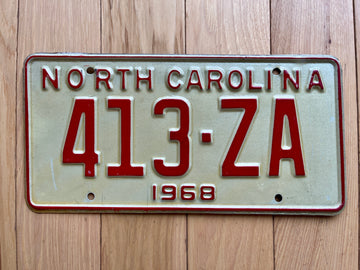 1968 North Carolina License Plate