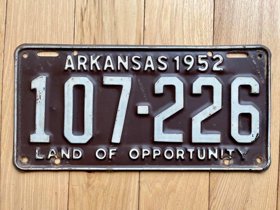 1952 Arkansas License Plate