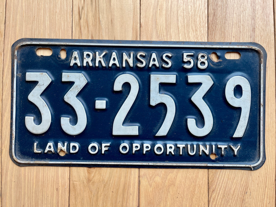 1958 Arkansas License Plate