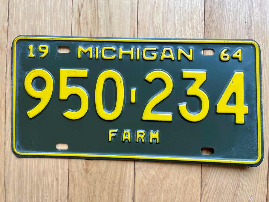 1964 Michigan Farm License Plate