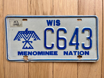 1985 Menominee Nation License Plate