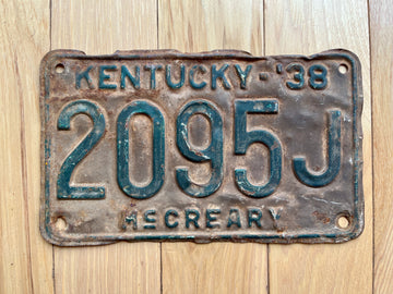 1938 Kentucky McCreary County License Plate