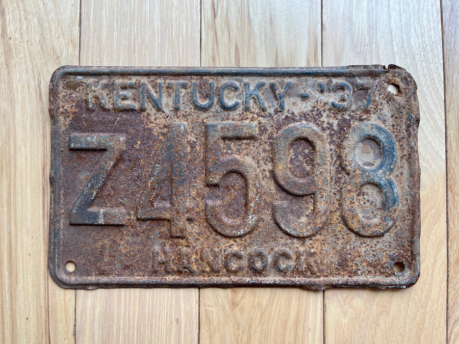 1937 Kentucky Hancock County License Plate