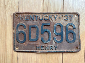 1937 Kentucky Henry County License Plate