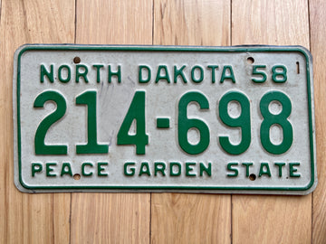 1958 North Dakota License Plate