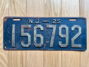 1925 New Jersey License Plate