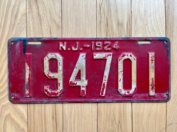 1924 New Jersey License Plate