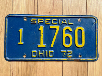 1972 Ohio Special License Plate